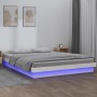 Estructura de cama con LED madera maciza blanco 135x190 cm de , Camas y somieres - Ref: Foro24-820013, Precio: 164,94 €, Desc...