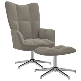 Silla de relajación con reposapiés terciopelo gris claro de , Sillones - Ref: Foro24-328128, Precio: 182,96 €, Descuento: %