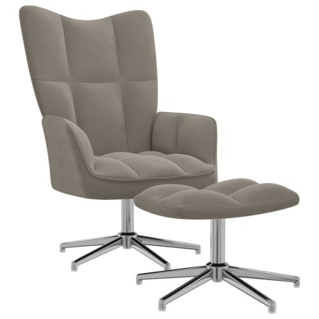 Silla de relajación con reposapiés terciopelo gris claro de , Sillones - Ref: Foro24-328128, Precio: 186,26 €, Descuento: %