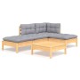 Juego de muebles de jardín 5 pzas y cojines madera pino gris de , Conjuntos de jardín - Ref: Foro24-3096291, Precio: 328,14 €...