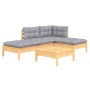 Juego de muebles de jardín 5 pzas y cojines madera pino gris de , Conjuntos de jardín - Ref: Foro24-3096291, Precio: 328,14 €...