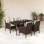 Set comedor de jardín 5 piezas y cojines ratán sintético marrón en Conjuntos de jardín | Comprar online en Foru.es