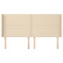 Cabecero con orejas de tela color crema 163x16x118/128 cm de , Cabeceros y pies de cama - Ref: Foro24-3119451, Precio: 122,15...