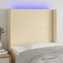 Cream fabric headboard with LED 83x16x118/128 cm by , Headboards and footboards - Ref: Foro24-3123887, Price: 75,55 €, Discou...