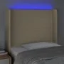 Cream fabric headboard with LED 83x16x118/128 cm by , Headboards and footboards - Ref: Foro24-3123887, Price: 75,55 €, Discou...