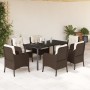 Set comedor de jardín 7 pzas con cojines ratán sintético marrón en Conjuntos de jardín | Comprar online en Foru.es