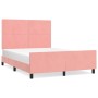Estructura de cama con cabecero de terciopelo rosa 140x200 cm de , Camas y somieres - Ref: Foro24-3125701, Precio: 220,44 €, ...
