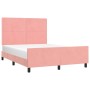 Estructura de cama con cabecero de terciopelo rosa 140x200 cm de , Camas y somieres - Ref: Foro24-3125701, Precio: 220,44 €, ...