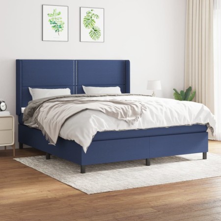Cama box spring con colchón tela azul 160x200 cm de , Camas y somieres - Ref: Foro24-3131367, Precio: 526,47 €, Descuento: %