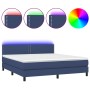 Cama box spring colchón y luces LED tela azul 160x200 cm de , Camas y somieres - Ref: Foro24-3133091, Precio: 468,57 €, Descu...