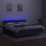 Cama box spring colchón y luces LED tela azul 160x200 cm de , Camas y somieres - Ref: Foro24-3133091, Precio: 468,57 €, Descu...