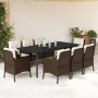Set comedor para jardín 9 pzas y cojines ratán sintético marrón en Conjuntos de jardín | Comprar online en Foru.es