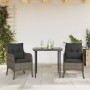 Set comedor de jardín 3 piezas con cojines ratán sintético gris en Conjuntos de jardín | Comprar online en Foru.es