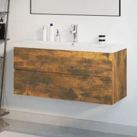 Mueble de baño con lavabo madera contrachapada roble ahumado de , Tocadores de baño - Ref: Foro24-3152888, Precio: 320,65 €, ...