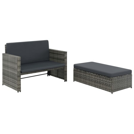 Set de muebles de jardín 2 pzas y cojines ratán sintético gris de vidaXL, Sofás de exterior - Ref: Foro24-44483, Precio: 353,...