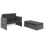 Set de muebles de jardín 2 pzas y cojines ratán sintético gris de vidaXL, Sofás de exterior - Ref: Foro24-44483, Precio: 353,...
