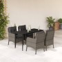 Set comedor de jardín 5 piezas con cojines ratán sintético gris en Conjuntos de jardín | Comprar online en Foru.es