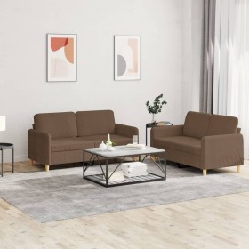 Juego de sofás con cojines 2 piezas tela marrón de , Sofás - Ref: Foro24-3202089, Precio: 408,23 €, Descuento: %