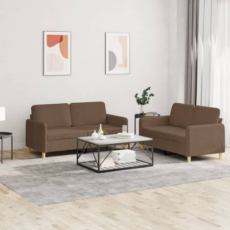 Juego de sofás con cojines 2 piezas tela marrón de , Sofás - Ref: Foro24-3202089, Precio: 408,23 €, Descuento: %