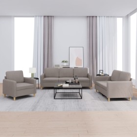 Juego de sofás con cojines 3 piezas tela gris taupe de , Sofás - Ref: Foro24-3202061, Precio: 617,10 €, Descuento: %