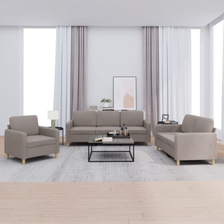 Juego de sofás con cojines 3 piezas tela gris taupe de , Sofás - Ref: Foro24-3202061, Precio: 617,10 €, Descuento: %