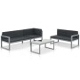 Set de muebles de jardín con cojines 3 piezas aluminio negro de vidaXL, Conjuntos de jardín - Ref: Foro24-44448, Precio: 428,...