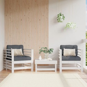 Sillones de jardín 2 unidades madera maciza pino blanco de , Sofás modulares de exterior - Ref: Foro24-825626, Precio: 129,66...