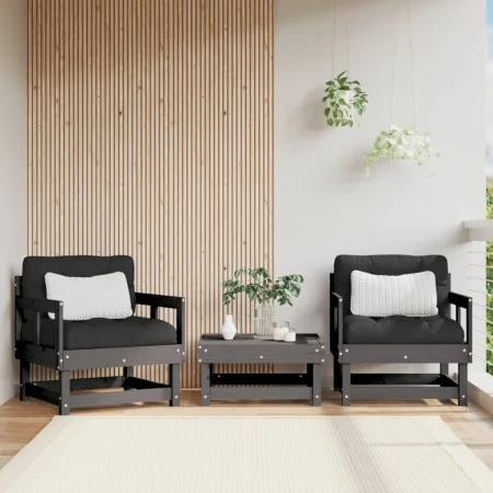 Sillones de jardín 2 unidades madera maciza de pino gris de , Sofás modulares de exterior - Ref: Foro24-825389, Precio: 141,9...