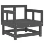 Sillones de jardín 2 unidades madera maciza de pino gris de , Sofás modulares de exterior - Ref: Foro24-825389, Precio: 141,9...