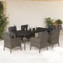 Set comedor jardín 7 pzas y cojines ratán sintético gris en Conjuntos de jardín | Comprar online en Foru.es