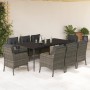Set comedor jardín 9 pzas y cojines ratán sintético gris en Conjuntos de jardín | Comprar online en Foru.es