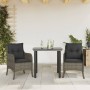 Set comedor de jardín 3 piezas con cojines ratán sintético gris en Conjuntos de jardín | Comprar online en Foru.es