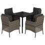 Set comedor de jardín 5 piezas con cojines ratán sintético gris en Conjuntos de jardín | Comprar online en Foru.es