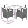 Set comedor de jardín 5 piezas con cojines ratán sintético gris en Conjuntos de jardín | Comprar online en Foru.es