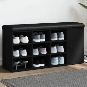 Schwarze Schuhbank aus Ingenieurholz 102x32x50 cm von , Bänke für Hallen und Lager - Ref: Foro24-835090, Preis: 87,94 €, Raba...
