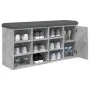 Banco zapatero madera de ingeniería gris hormigón 102x32x50 cm by , Benches for halls and storage - Ref: Foro24-835092, Price...
