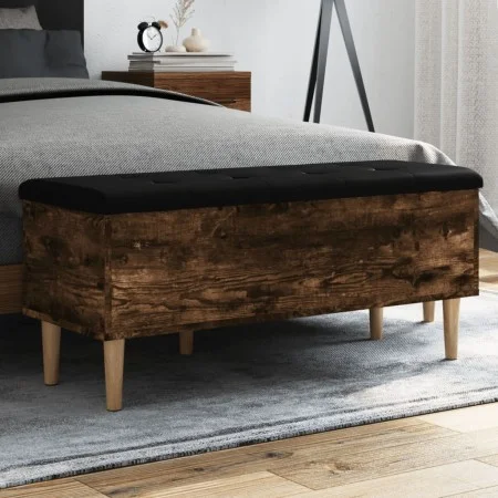 Banco almacenaje madera ingeniería roble ahumado 102x42x46 cm by , Benches for halls and storage - Ref: Foro24-835086, Price:...