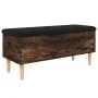 Banco almacenaje madera ingeniería roble ahumado 102x42x46 cm by , Benches for halls and storage - Ref: Foro24-835086, Price:...