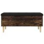 Banco almacenaje madera ingeniería roble ahumado 102x42x46 cm by , Benches for halls and storage - Ref: Foro24-835086, Price:...
