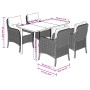 Set comedor de jardín 5 piezas con cojines ratán sintético gris en Conjuntos de jardín | Comprar online en Foru.es