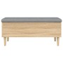 Banco con almacenaje madera ingeniería roble Sonoma 102x42x46cm de , Bancos para recibidores y almacenamiento - Ref: Foro24-8...