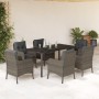 Set comedor jardín 7 pzas y cojines ratán sintético gris en Conjuntos de jardín | Comprar online en Foru.es