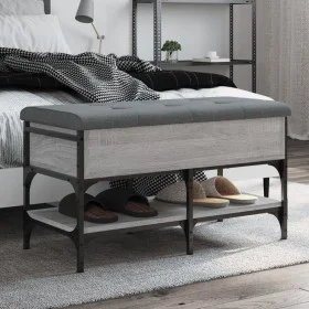 Banco zapatero madera de ingeniería gris Sonoma 82x42x45 cm by , Benches for halls and storage - Ref: Foro24-835195, Price: 7...