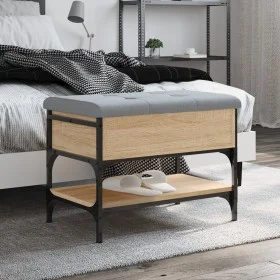 Banco zapatero madera de ingeniería roble Sonoma 62x42x45 cm by , Benches for halls and storage - Ref: Foro24-835188, Price: ...
