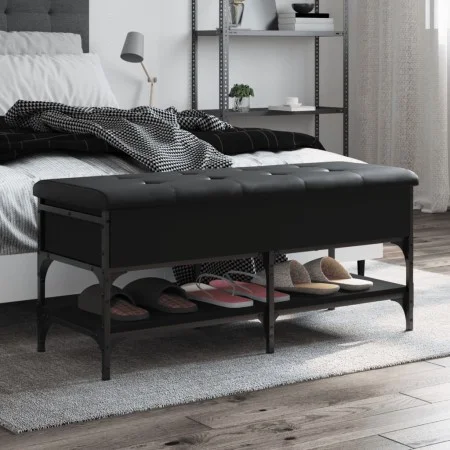 Banco zapatero madera de ingeniería negro 102x42x45 cm by , Benches for halls and storage - Ref: Foro24-835197, Price: 88,34 ...