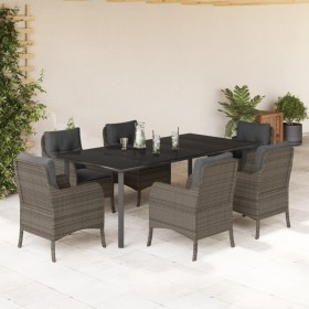 Set comedor jardín 7 pzas y cojines ratán sintético gris en Conjuntos de jardín | Comprar online en Foru.es
