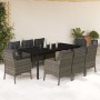 Set comedor jardín 9 pzas y cojines ratán sintético gris en Conjuntos de jardín | Comprar online en Foru.es