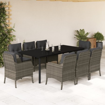 Set comedor jardín 9 pzas y cojines ratán sintético gris en Conjuntos de jardín | Comprar online en Foru.es