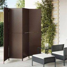 Biombo de 4 paneles ratán sintético marrón de , Divisores de ambientes - Ref: Foro24-365345, Precio: 186,41 €, Descuento: %