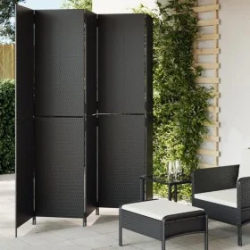 Biombo de 5 paneles ratán sintético negro de , Divisores de ambientes - Ref: Foro24-365364, Precio: 193,08 €, Descuento: %